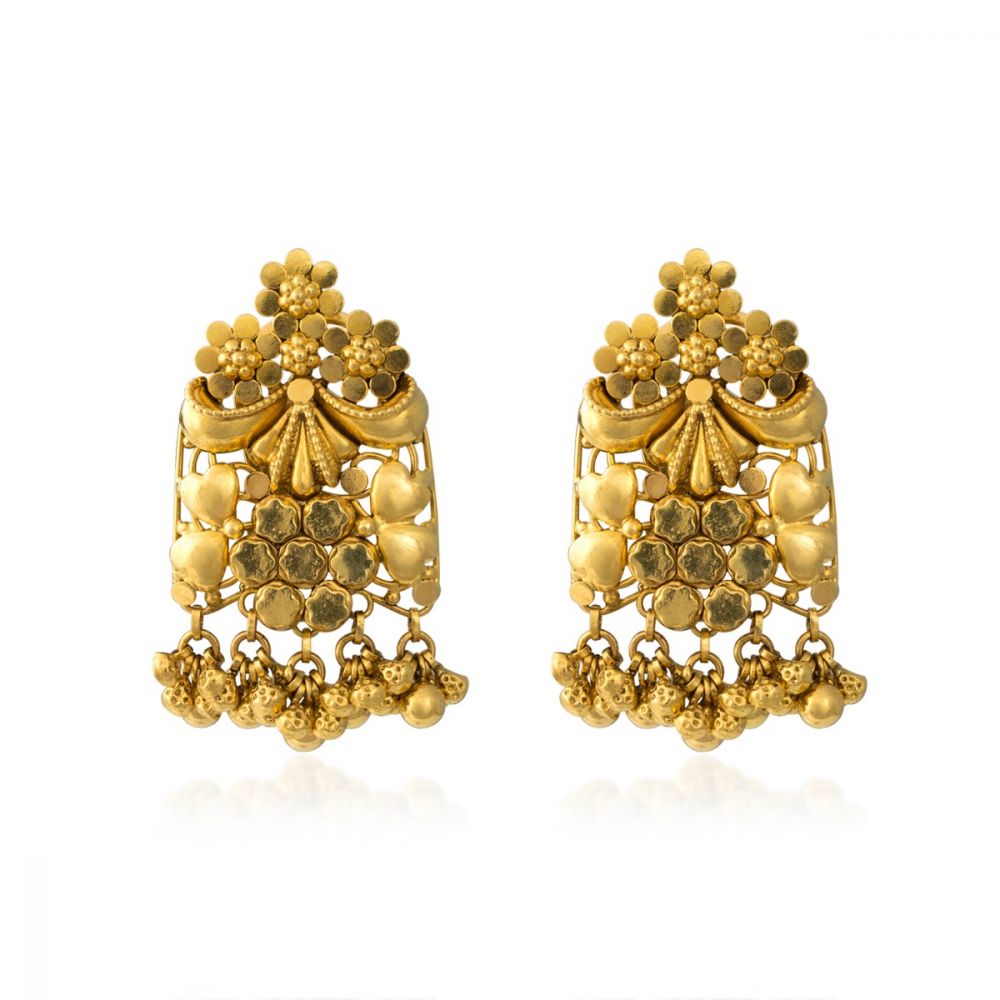 Naira Pearl Cutout Gold Earrings