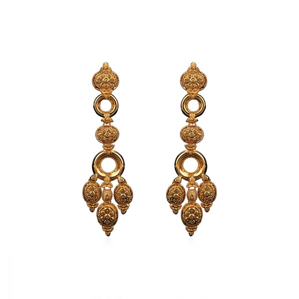 Tribal Round Gold Earrings